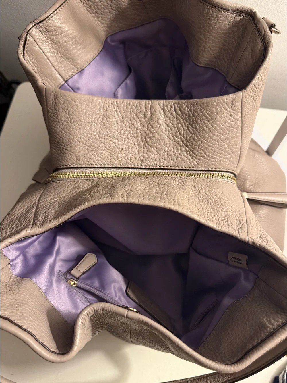 Coach Leather Madison  Phoebe Shoulder Bag-taupe/grey - 3 compartments
